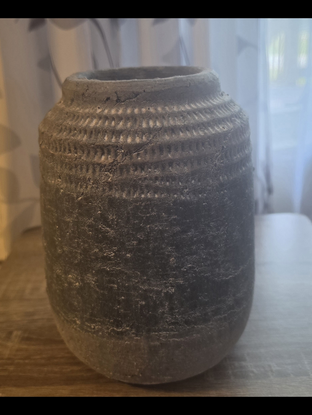 Textured Stone-Look Decorative Vase in Charcoal